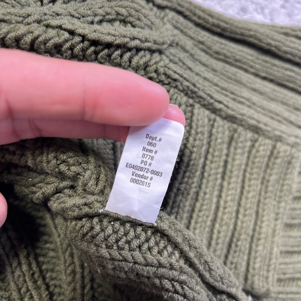 Eddie Bauer Cardigan‎ Sweater Womens XL Green Cable Knit Button Front Fisherman - Picture 8 of 13